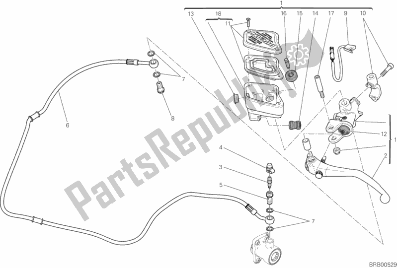 Alle onderdelen voor de Koppeling Hoofdremcilinder van de Ducati Diavel Xdiavel S 1260 2018